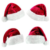 Christmas Hat Santa Hat Red Velvet Classic Hat Christmas New Year Party Hat(4 pieces)